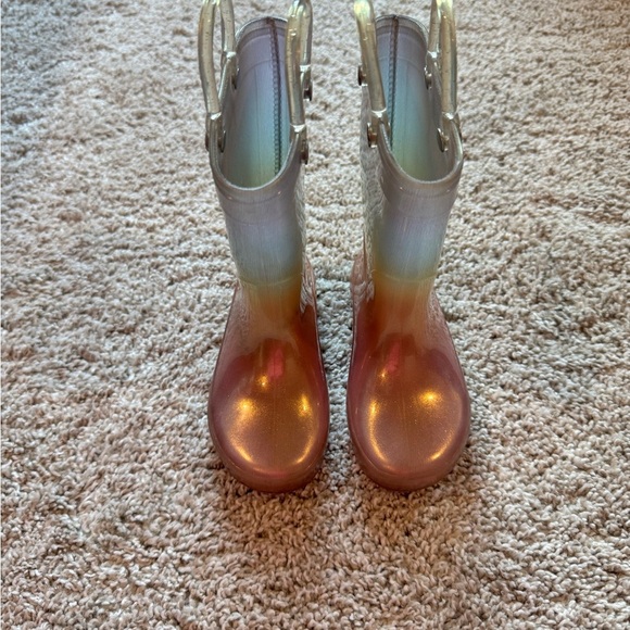Girls rainboots rainbow rainboots Iridescent Glitter Rain Boots size 6 - Picture 3 of 12